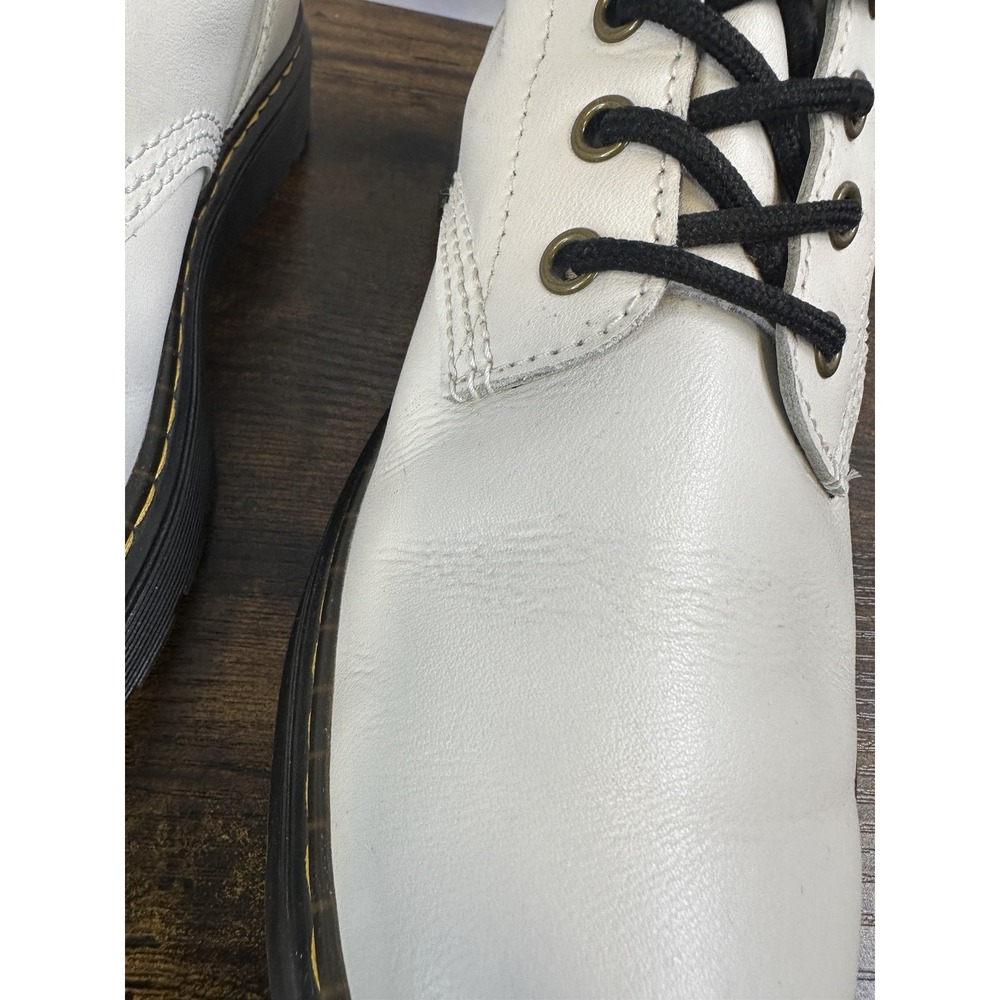 Dr. Martens Zavala White Leather Lace Up Combat Ankle Boots Women's 10 Men's 9 - Picture 8 of 16